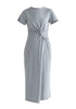 Paisie Midi Cotton Jersey Twist Dress in Light Grey Cut Out